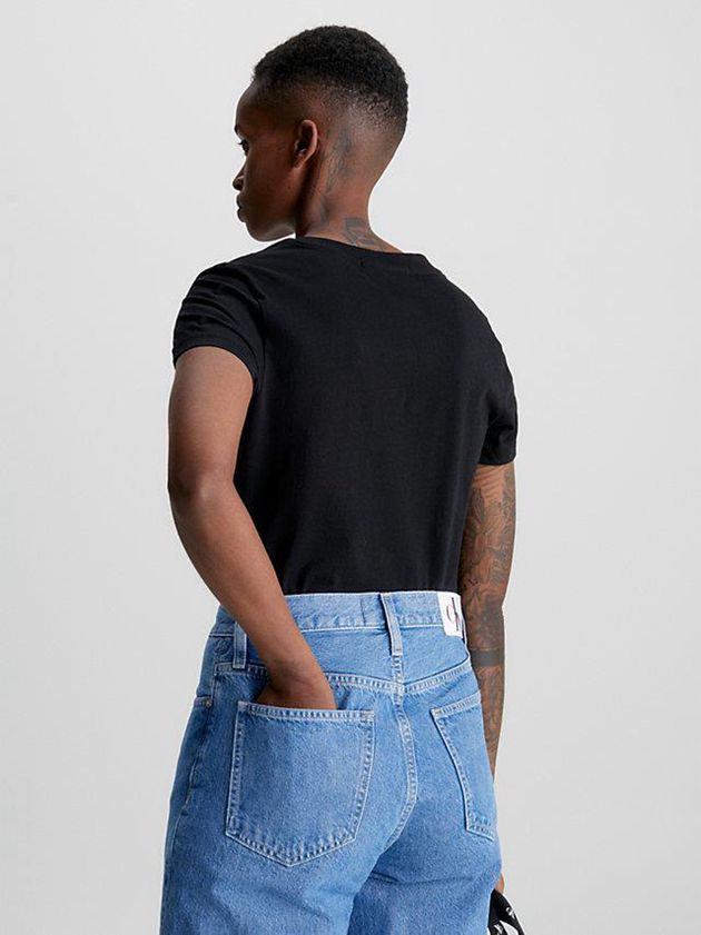 Black Calvin Klein Slim Organic Cotton Women T-Shirt | EIKF-56102