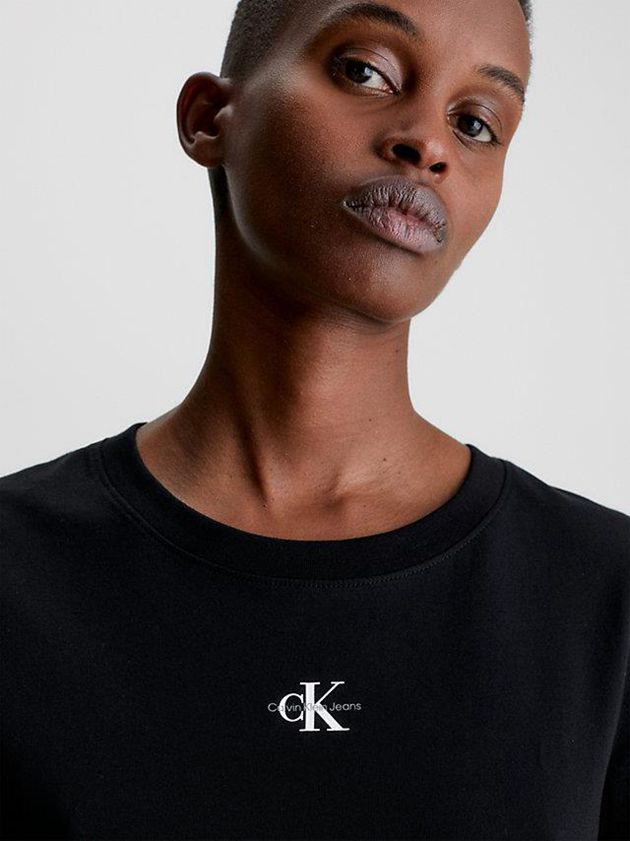 Black Calvin Klein Slim Organic Cotton Women T-Shirt | EIKF-56102