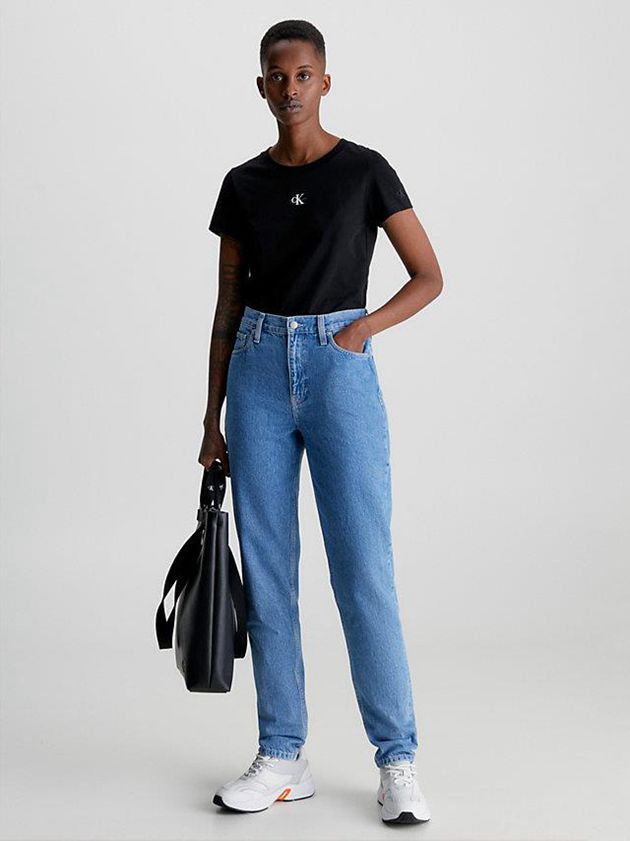 Black Calvin Klein Slim Organic Cotton Women T-Shirt | EIKF-56102