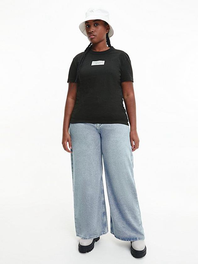 Black Calvin Klein Slim Organic Cotton Women T-Shirt | CLNB-87951