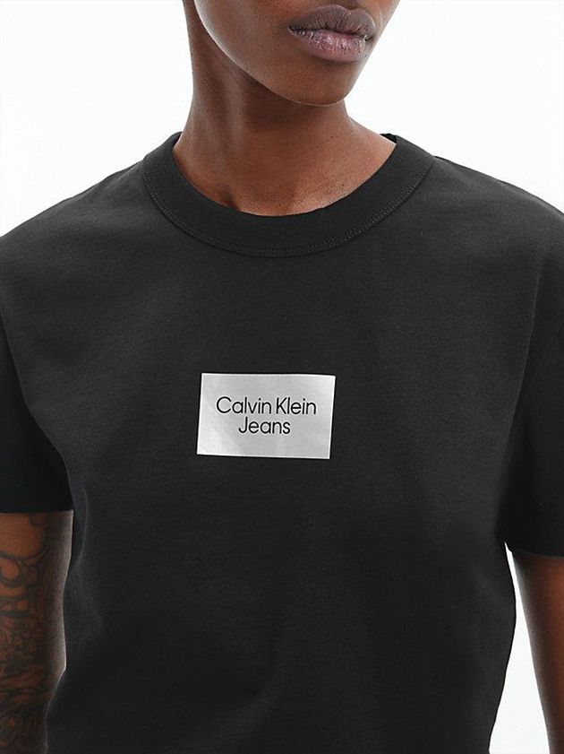 Black Calvin Klein Slim Organic Cotton Women T-Shirt | CLNB-87951