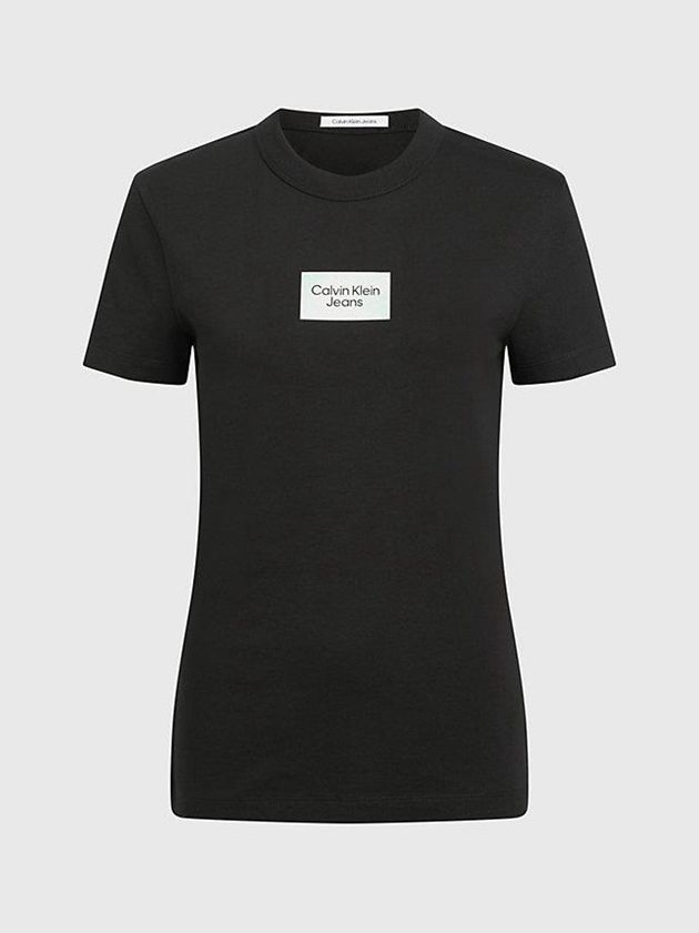 Black Calvin Klein Slim Organic Cotton Women T-Shirt | CLNB-87951