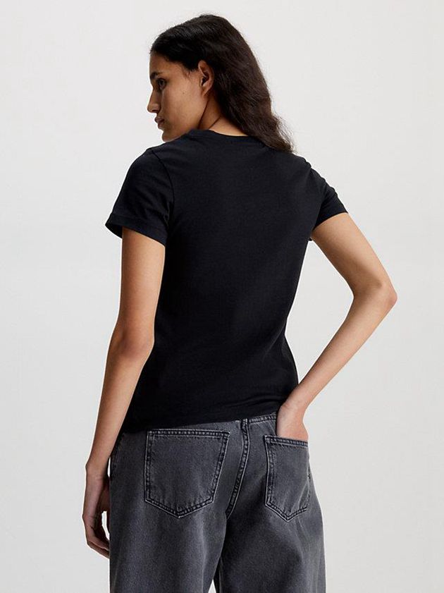Black Calvin Klein Slim Organic Cotton Women T-Shirt | GLHY-21375