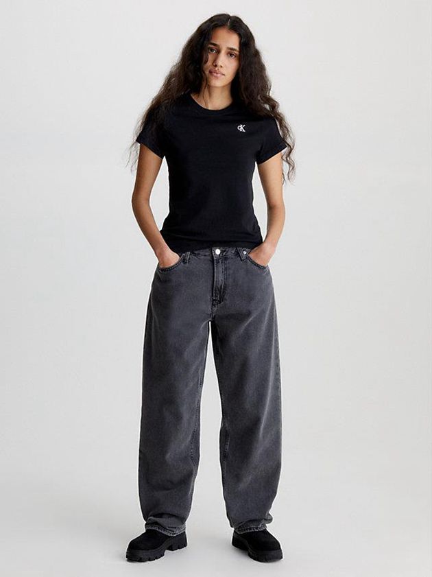 Black Calvin Klein Slim Organic Cotton Women T-Shirt | GLHY-21375