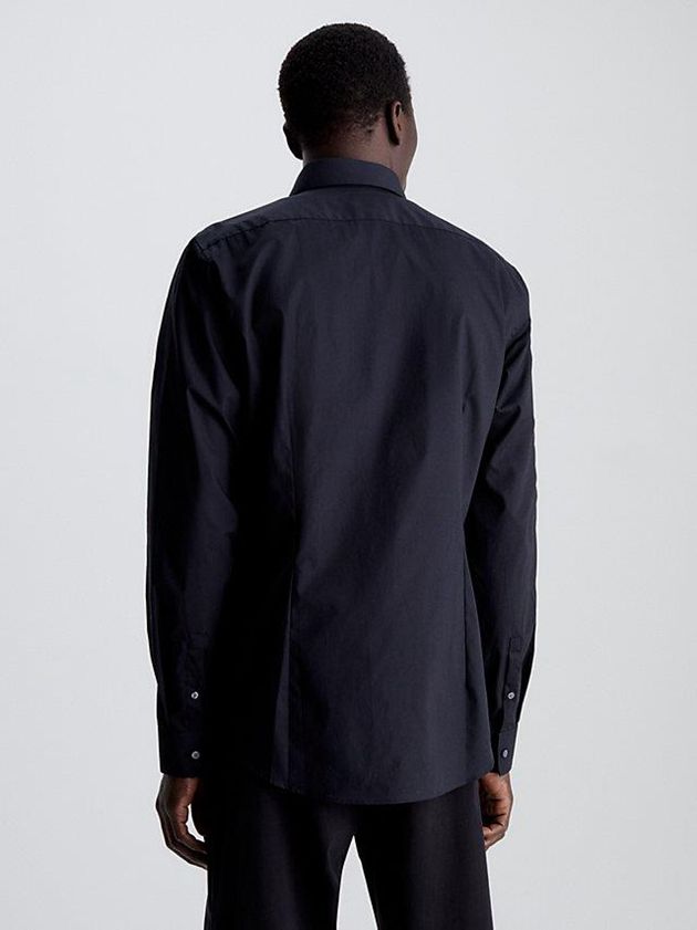 Black Calvin Klein Slim Poplin Stretch Men Shirts | LTRO-94705