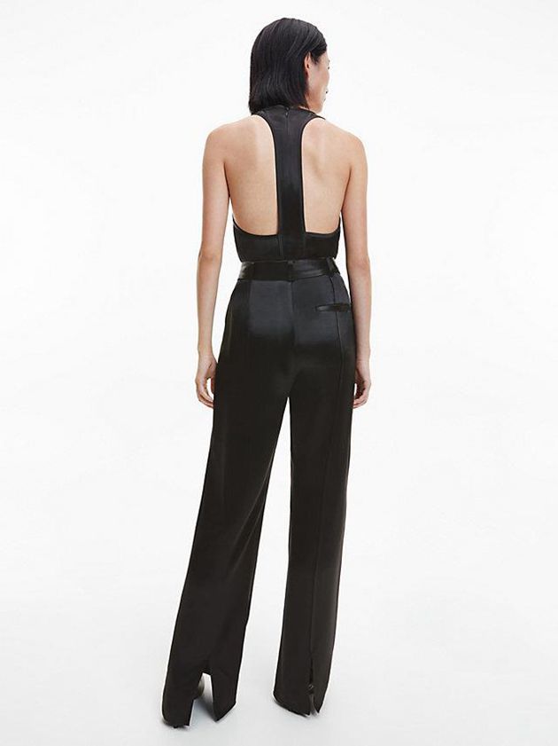 Black Calvin Klein Slim Racer Back Tank Women Top | PKIO-24965