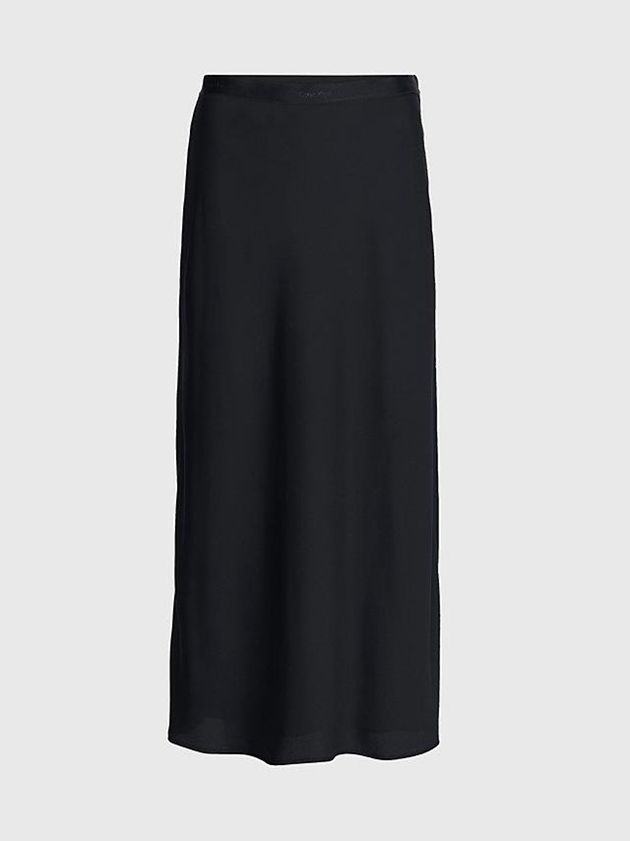 Black Calvin Klein Slim Recycled Crepe Midi Women Skirt | JEQY-57830