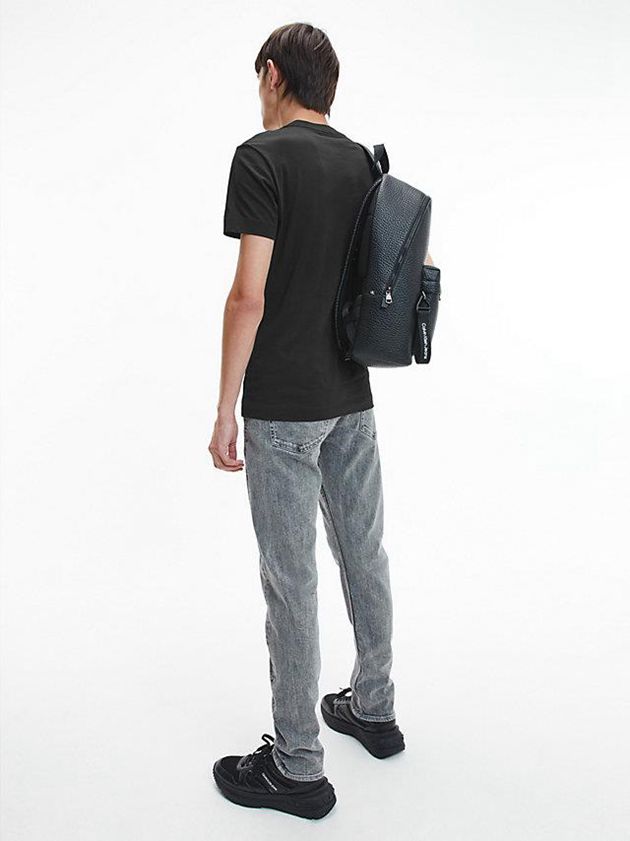 Black Calvin Klein Slim Repeat Logo Men T-Shirt | DSAL-60492
