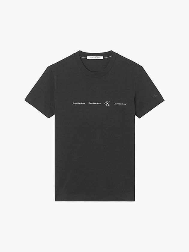 Black Calvin Klein Slim Repeat Logo Men T-Shirt | DSAL-60492