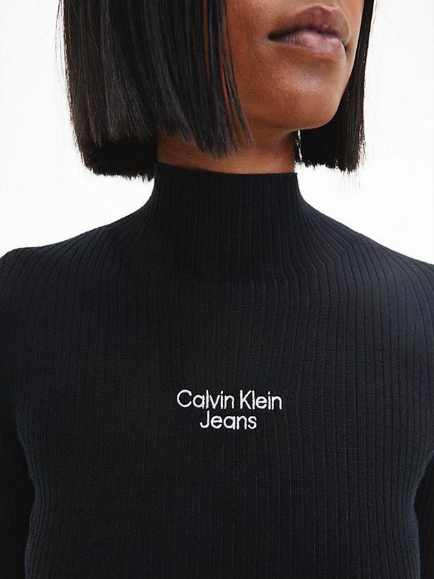 Black Calvin Klein Slim Rib-Knit Jumper Women Sweater | VEMX-53684