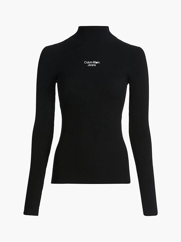 Black Calvin Klein Slim Rib-Knit Jumper Women Sweater | VEMX-53684
