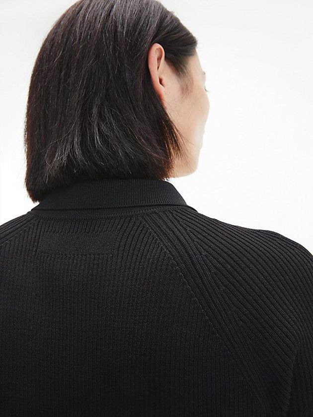 Black Calvin Klein Slim Ribbed Midi Shirt Women Dress | IUGJ-86749