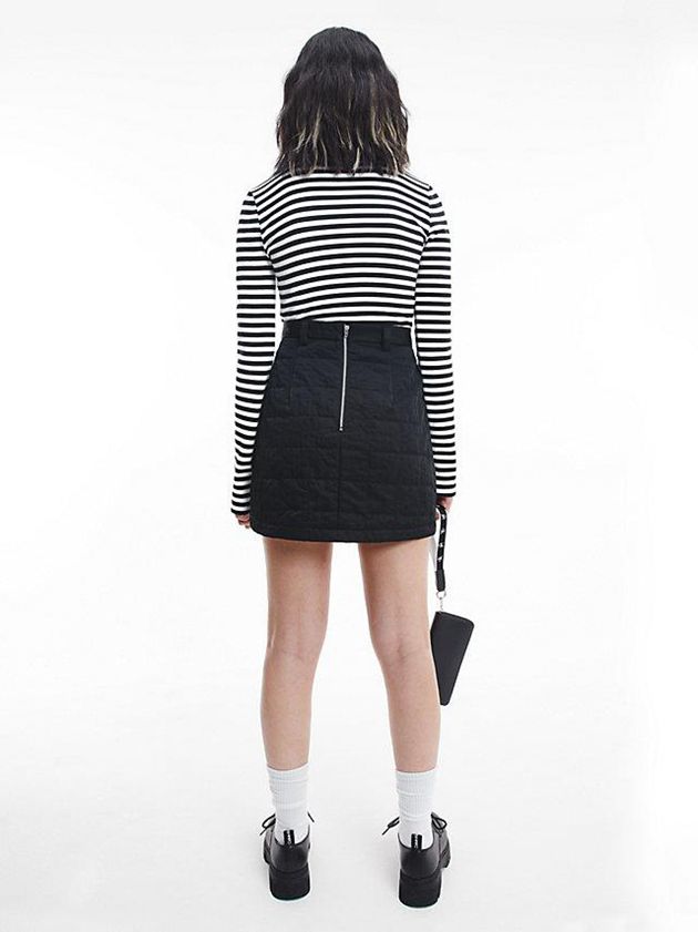 Black Calvin Klein Slim Ribbed Mock Neck Women Top | DCHJ-54932