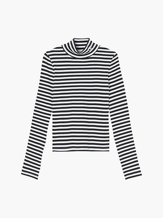 Black Calvin Klein Slim Ribbed Mock Neck Women Top | DCHJ-54932