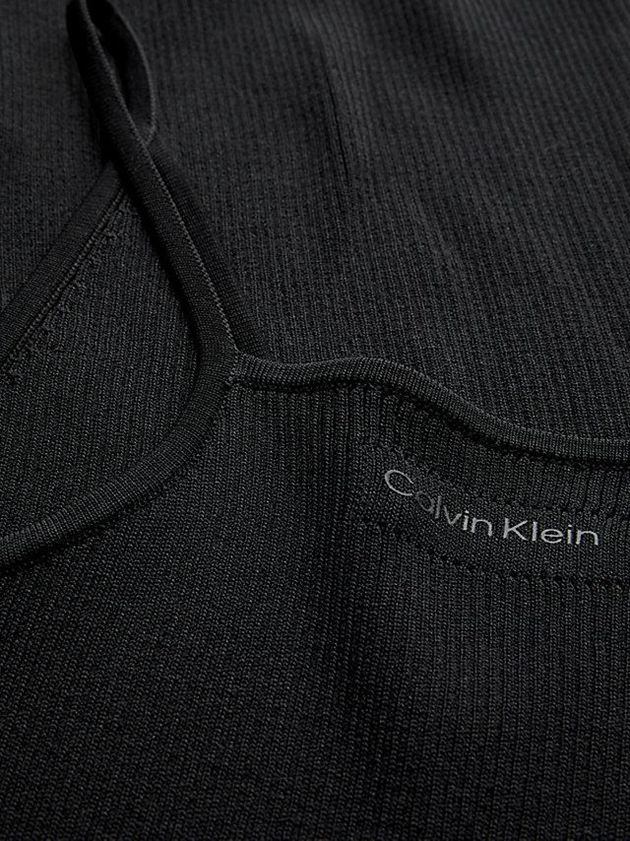 Black Calvin Klein Slim Ribbed Slip Women Dress | MLSQ-87309