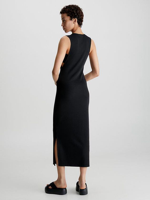 Black Calvin Klein Slim Ribbed Tank Women Dress | UFDA-29547