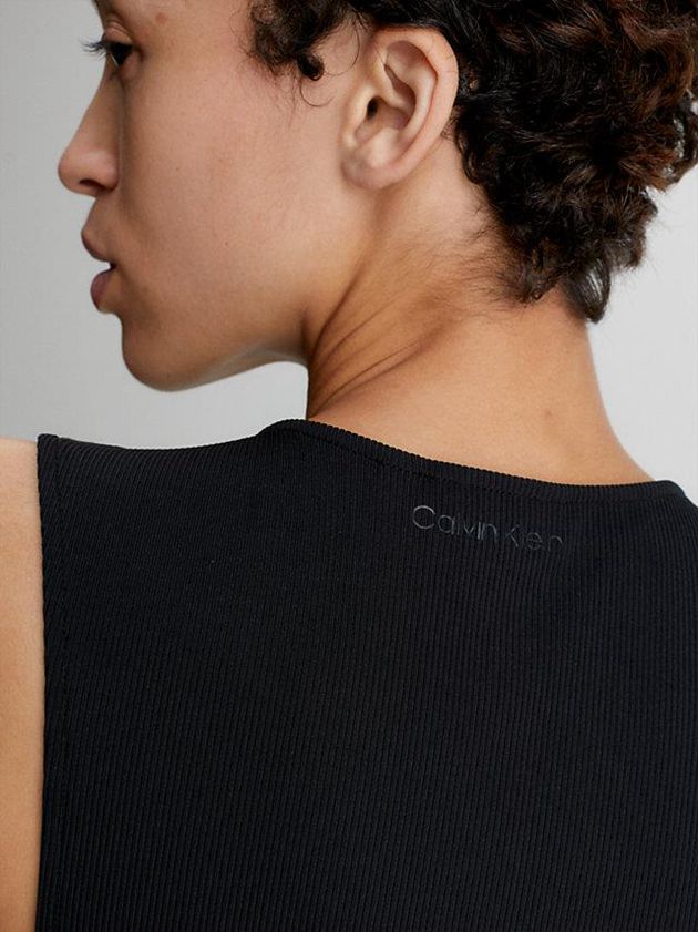 Black Calvin Klein Slim Ribbed Tank Women Dress | UFDA-29547