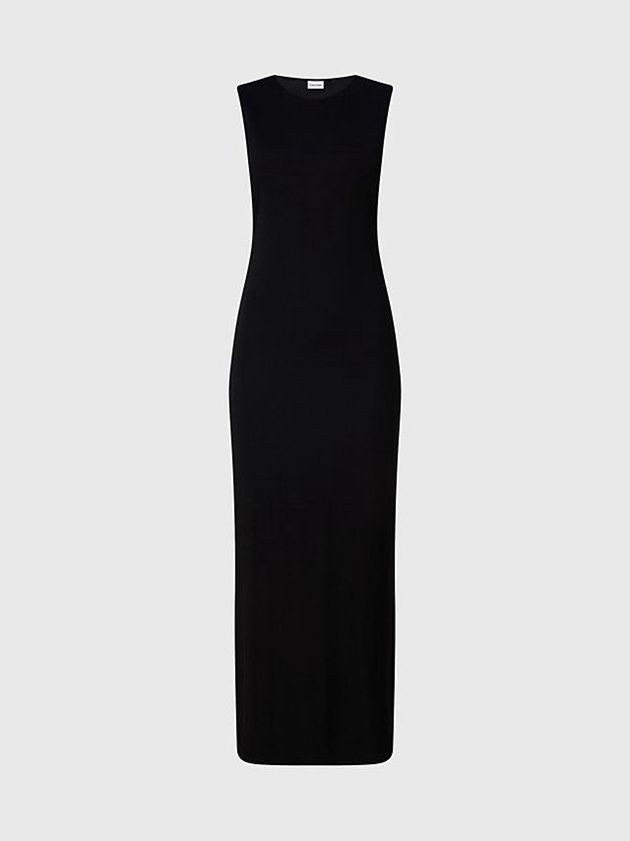 Black Calvin Klein Slim Ribbed Tank Women Dress | UFDA-29547