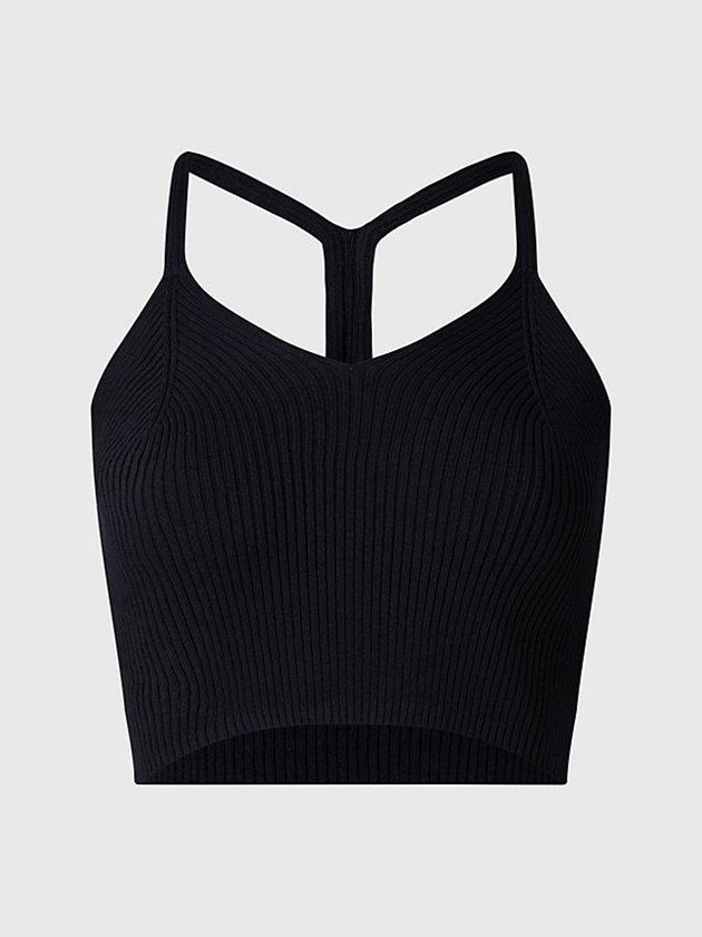 Black Calvin Klein Slim Ribbed Tank Women Top | YFTM-21350