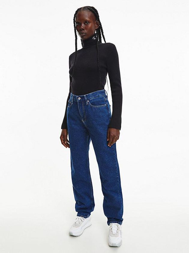 Black Calvin Klein Slim Roll Neck Jumper Women Sweater | FMUV-31874