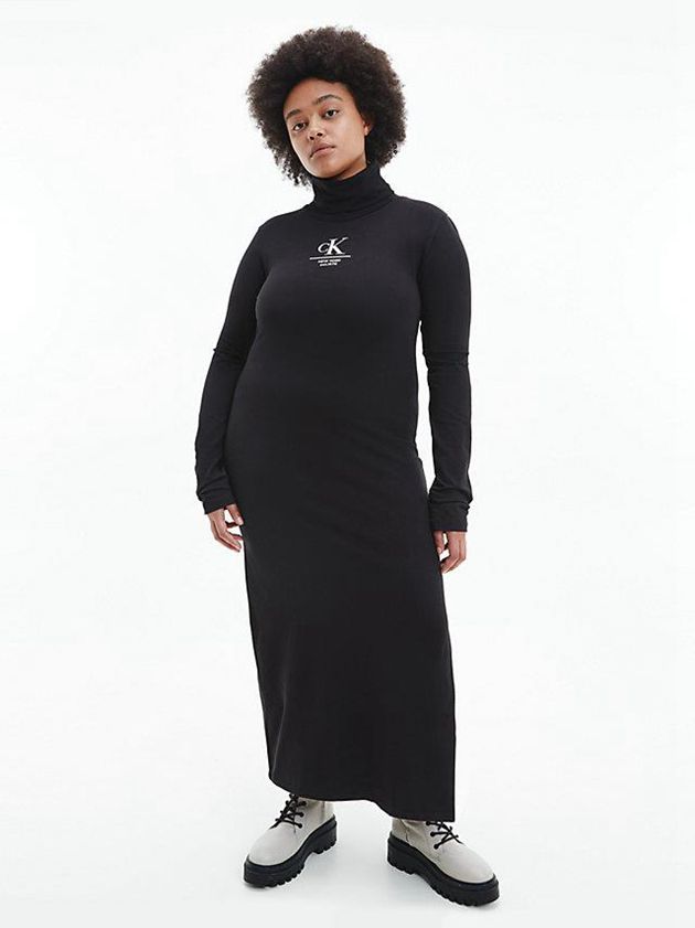 Black Calvin Klein Slim Roll Neck Women Top | ZSIF-62018