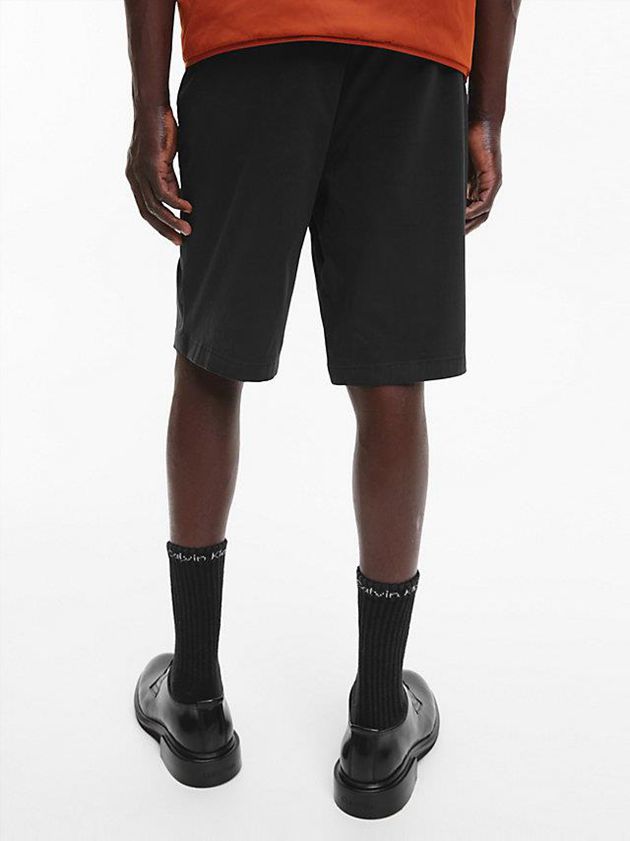 Black Calvin Klein Slim Sateen Men Shorts | TQBW-34968