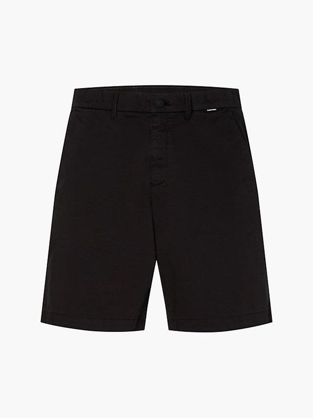 Black Calvin Klein Slim Sateen Men Shorts | TQBW-34968