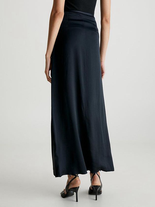 Black Calvin Klein Slim Satin Maxi Women Skirt | PKCW-20658