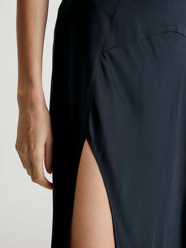 Black Calvin Klein Slim Satin Maxi Women Skirt | PKCW-20658