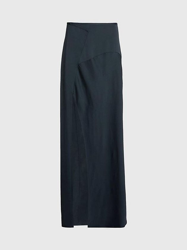 Black Calvin Klein Slim Satin Maxi Women Skirt | PKCW-20658