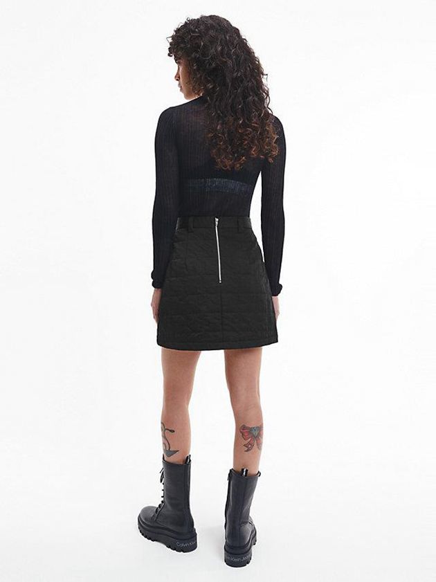 Black Calvin Klein Slim Sheer Knit Jumper Women Sweater | KXMC-34201