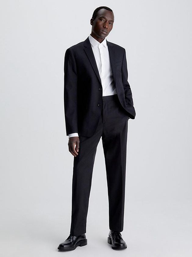 Black Calvin Klein Slim Single-Breasted Wool Stretch Men Blazer | GSPV-05314