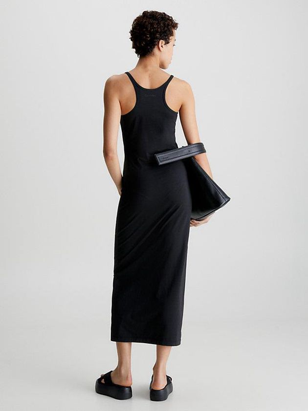 Black Calvin Klein Slim Stretch Jersey Slip Women Dress | LXBD-81563