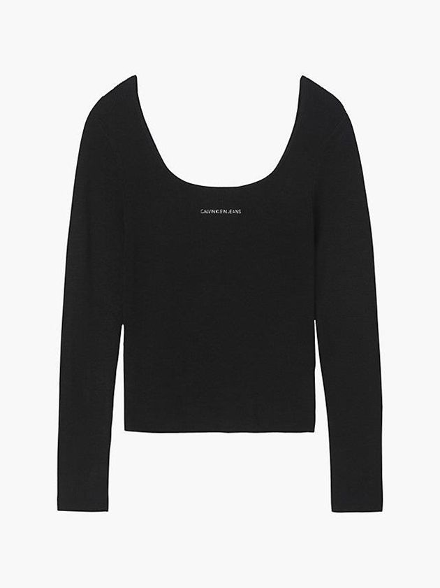Black Calvin Klein Slim Stretch Knit Jumper Women Sweater | MQHE-83167