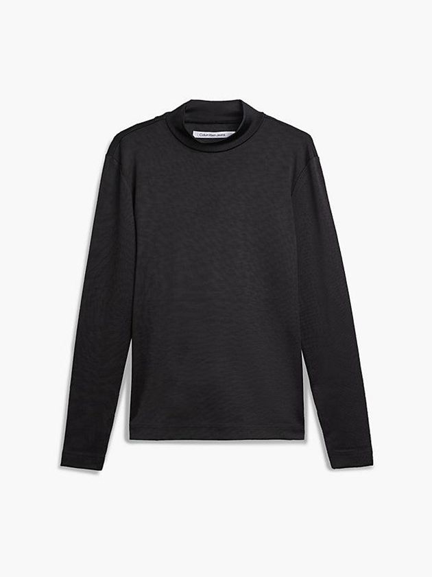 Black Calvin Klein Slim Stretch Long Sleeve Men T-Shirt | KGOX-32579