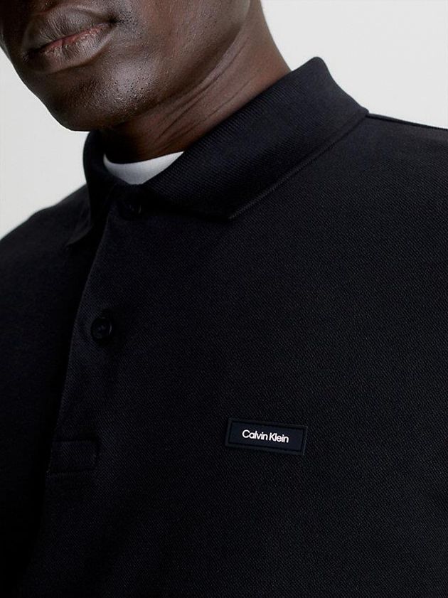 Black Calvin Klein Slim Stretch Pique Men Polo Shirt | IJYC-08317