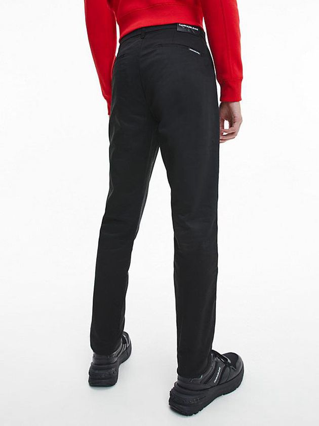 Black Calvin Klein Slim Stretch Twill Chinos Men Pants | XJRN-21495