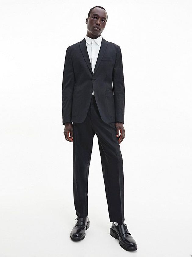 Black Calvin Klein Slim Tencel Unconstructed Men Blazer | UIWB-03518