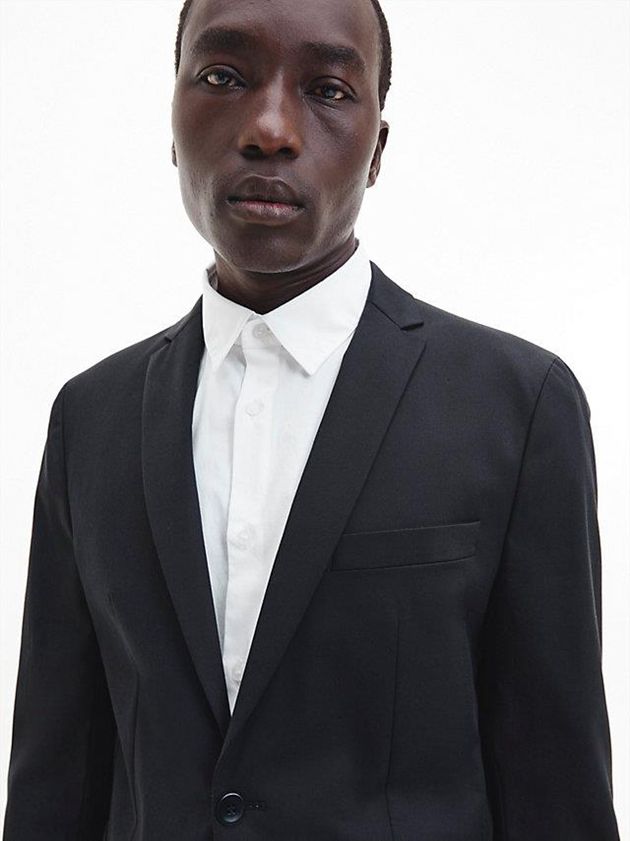 Black Calvin Klein Slim Tencel Unconstructed Men Blazer | UIWB-03518