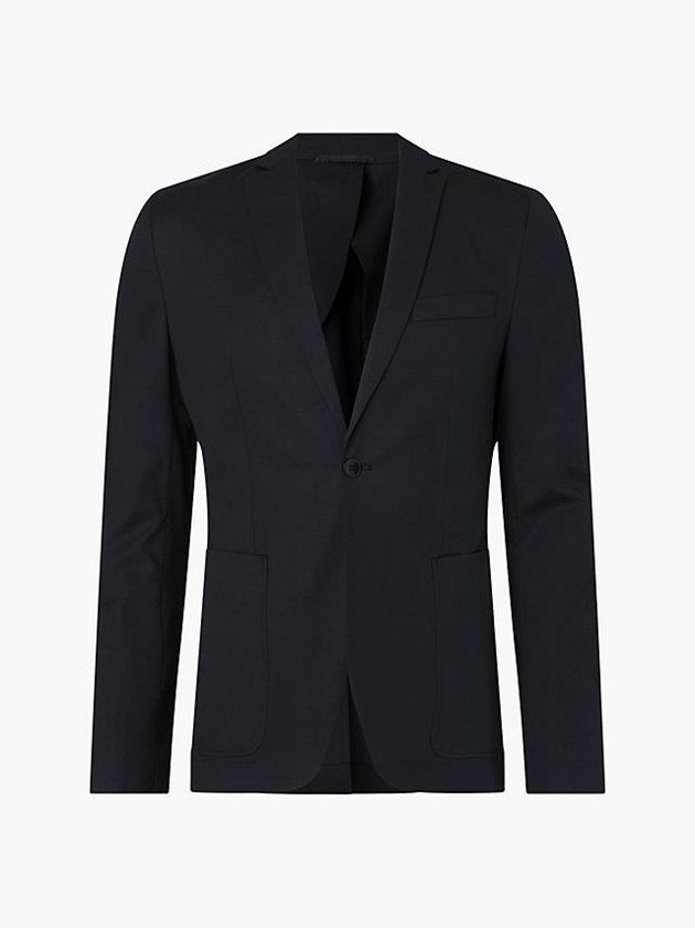 Black Calvin Klein Slim Tencel Unconstructed Men Blazer | UIWB-03518