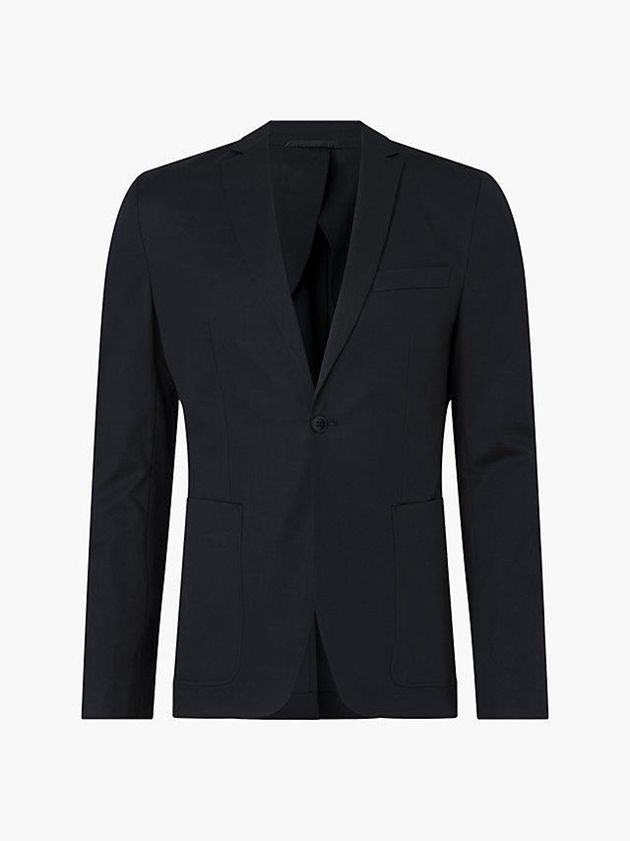 Black Calvin Klein Slim Tencel Unconstructed Men Blazer | UIWB-03518