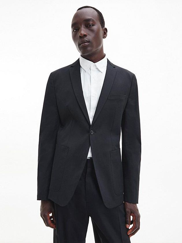 Black Calvin Klein Slim Tencel Unconstructed Men Blazer | UIWB-03518
