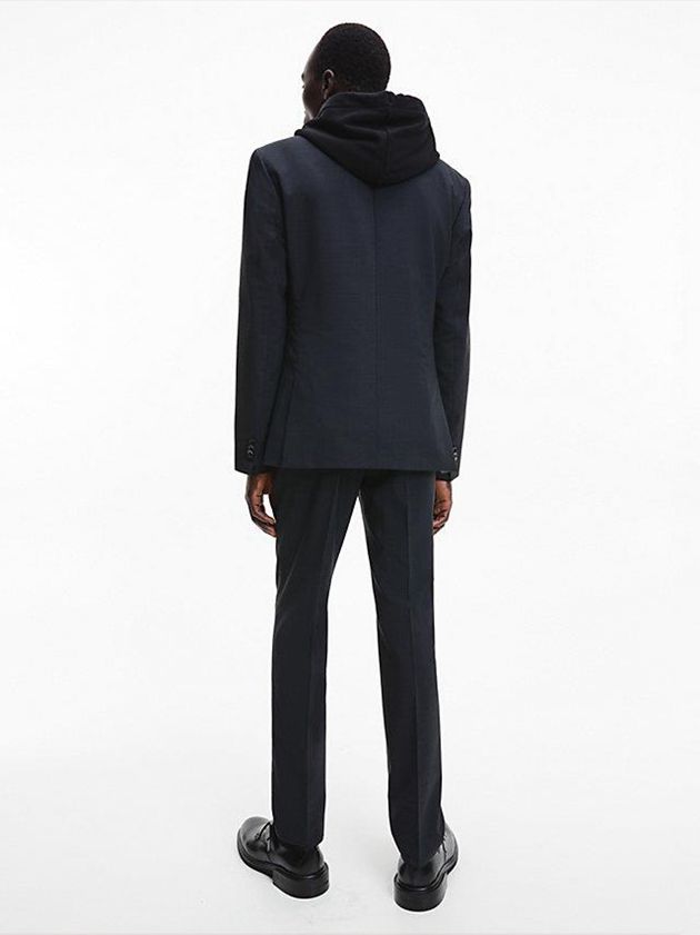 Black Calvin Klein Slim Two Tone Wool Men Blazer | OQWU-41752