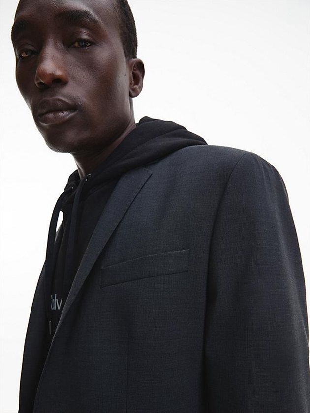 Black Calvin Klein Slim Two Tone Wool Men Blazer | OQWU-41752
