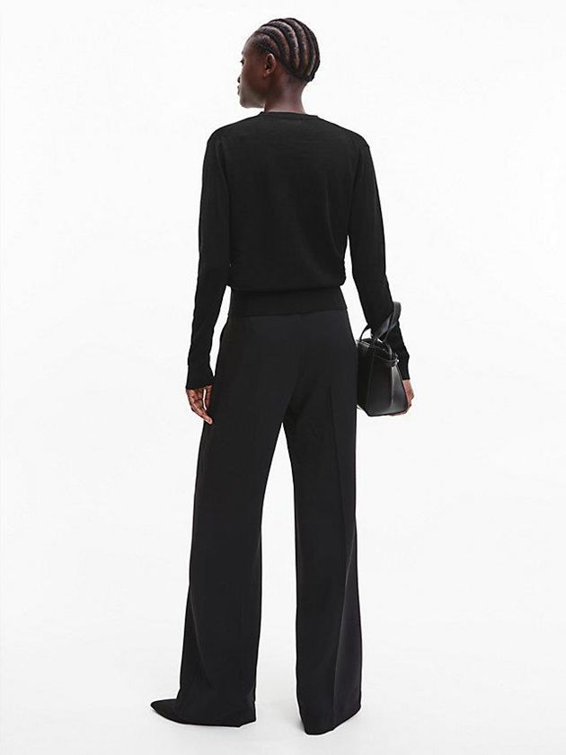 Black Calvin Klein Slim Wool Cardigan Jumper Women Sweater | KILN-29056