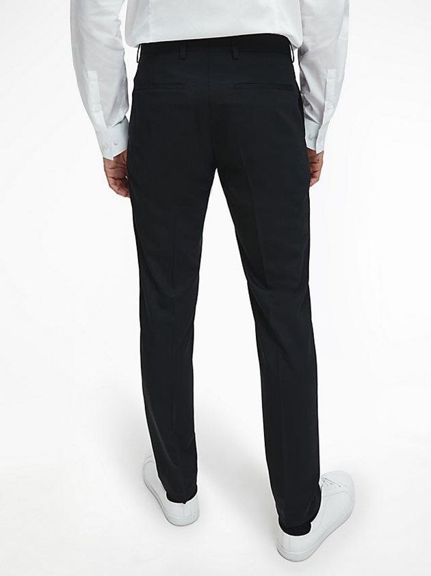 Black Calvin Klein Slim Wool Stretch Suit Men Pants | PNGH-72641