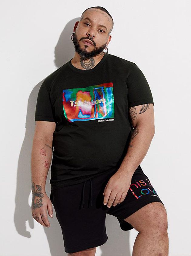 Black Calvin Klein Slim - Pride Men T-Shirt | AMBI-98205