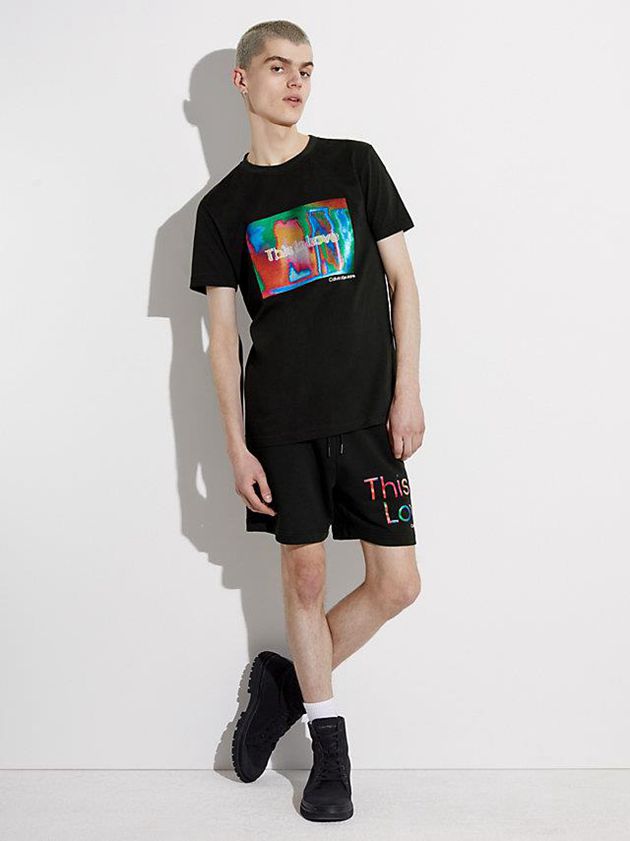 Black Calvin Klein Slim - Pride Men T-Shirt | AMBI-98205