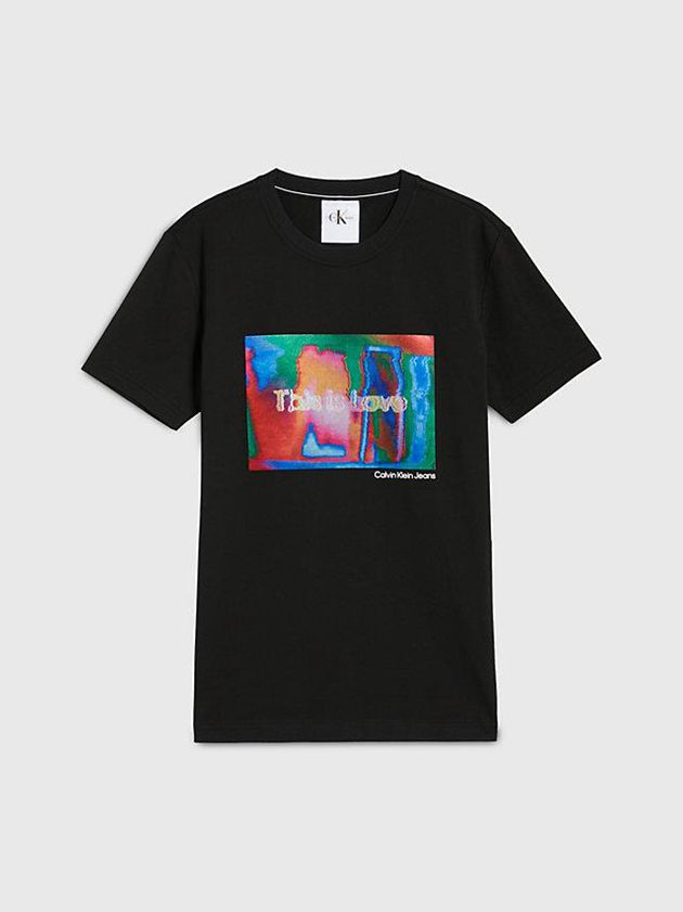 Black Calvin Klein Slim - Pride Men T-Shirt | AMBI-98205