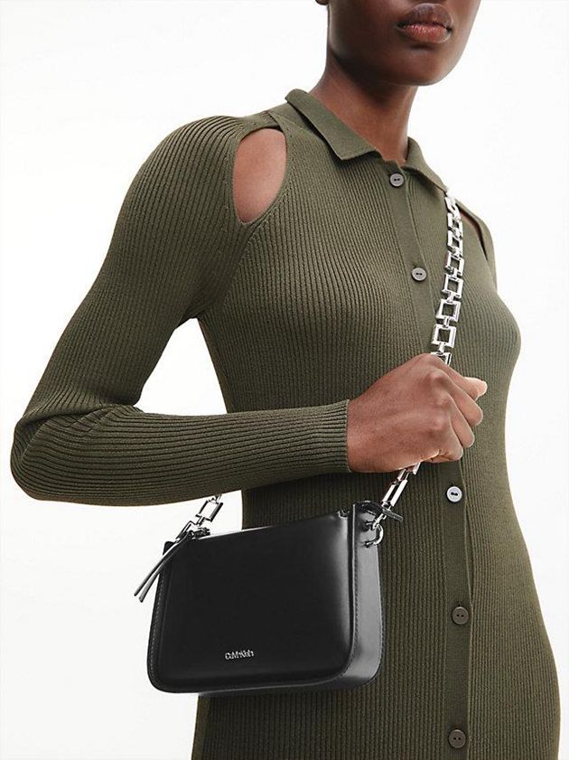 Black Calvin Klein Small Recycled Crossbody With Chain Women Bags | EZPF-13596